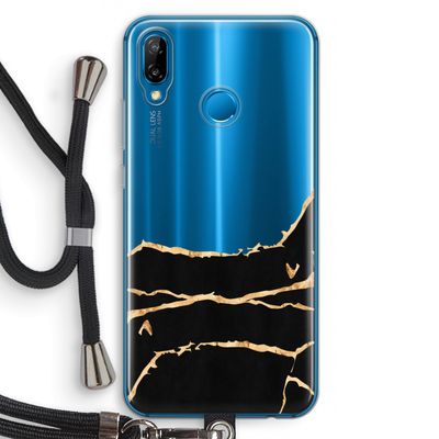 Gouden marmer: Huawei P20 Lite Transparant Hoesje met koord