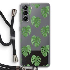 Monstera leaves: Samsung Galaxy S21 Transparant Hoesje met koord