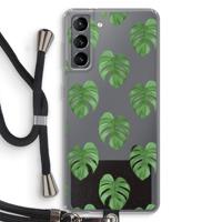 Monstera leaves: Samsung Galaxy S21 Transparant Hoesje met koord - thumbnail