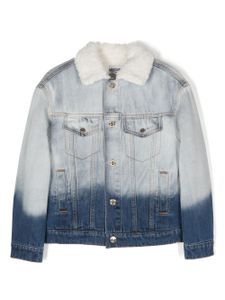 Moschino Kids veste en jean à logo brodé - Bleu