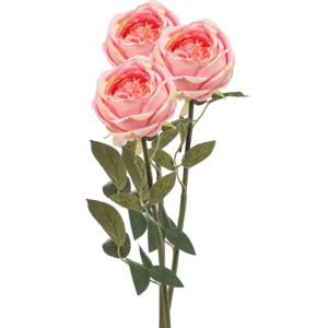 Kunstbloem roos Joelle - 3x - roze - 65 cm - decoratie bloemen