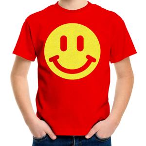 Verkleed T-shirt voor jongens - Smile Emoticon - rood - carnaval - feestkleding voor kinderen