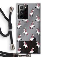Eenhoorns overal: Samsung Galaxy Note 20 Ultra / Note 20 Ultra 5G Transparant Hoesje met koord