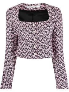 Alessandra Rich veste crop à motif pied-de-poule - Rose