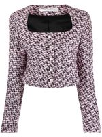 Alessandra Rich veste crop à motif pied-de-poule - Rose - thumbnail