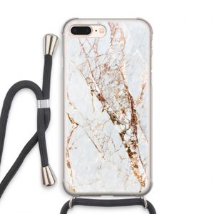 Goud marmer: iPhone 8 Plus Transparant Hoesje met koord