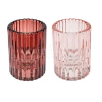 Kaarsenhouder 2-in-1 Glas Ribbel 8cm Assorti 1st
