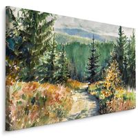 Schilderij - Prachtig schilderij van een landschap, print op canvas, premium - thumbnail