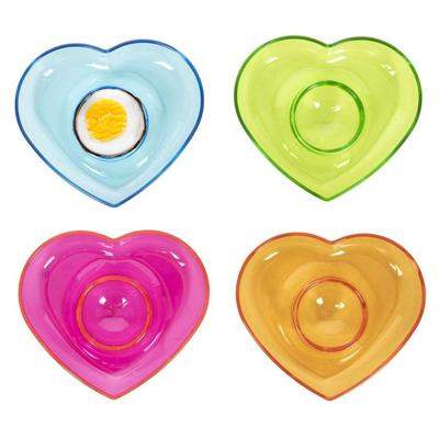 Eierdopjes Hart - set van 4x - multi kleuren - kunststof - 9 x 2 cm