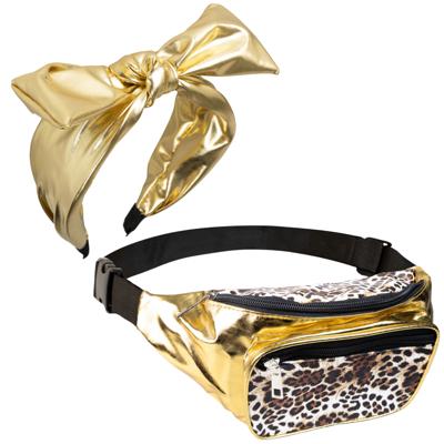 Foute Party accessoire setje - heuptas en diadeem - goud - thema feest