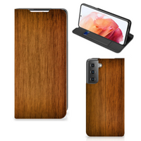 Samsung Galaxy S21 Book Wallet Case Donker Hout - thumbnail