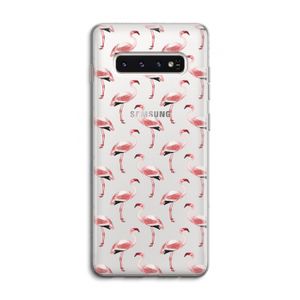 Flamingoprint groen: Samsung Galaxy S10 4G Transparant Hoesje