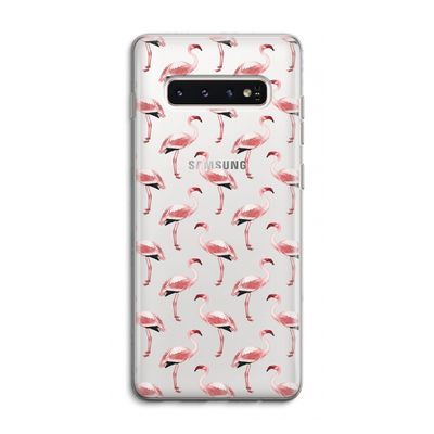 Flamingoprint groen: Samsung Galaxy S10 4G Transparant Hoesje