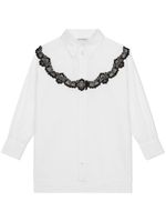 Dolce & Gabbana Kids chemise bordée de dentelle à manches longues - Blanc