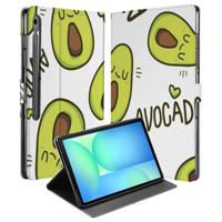 Samsung Galaxy Tab S10 FE Plus | Book Case | Hoesje met Standaard Avocado Singing Samsung Galaxy Tab S10 FE Plus | Book Case | Hoesje met Standaard Avocado Singing
