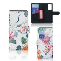 Huawei P40 Pro Telefoonhoesje met Pasjes Bird Flowers