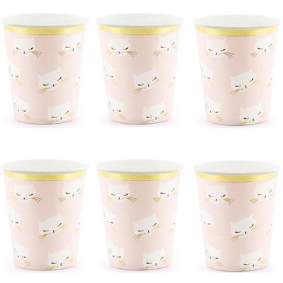 18x Poes/katten thema feest bekers 200 ml