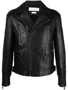 Alexander McQueen veste de moto à bords en cuir - Noir