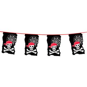 Piraten thema vlaggenlijn - doodshoofd - 10 meter - kunststof - piraten kinderfeestje