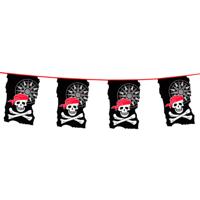 Piraten thema vlaggenlijn - doodshoofd - 10 meter - kunststof - piraten kinderfeestje