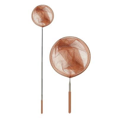 Schepnet - 2x - telescopisch- 70 cm - bruin - aluminium - visnet / vlindernet - uitschuifbaar