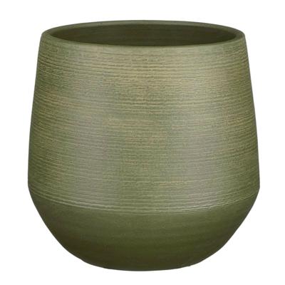 Mica Decorations Plantenpot - terracotta - donkergroen relief - D24/H23 cm - bloempot