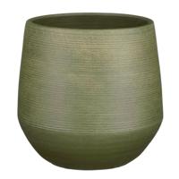 Mica Decorations Plantenpot - terracotta - donkergroen relief - D24/H23 cm - bloempot