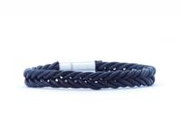 Qoss Heren Gevlochten Leren Armband Harry Zwart - Maat S
