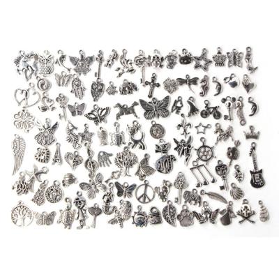 100pcs Mixed Antique Silver Color European Bracelets Charm Pendants Fashion Jewelry DIY Charms Handmade