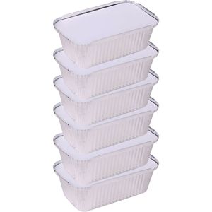 Elite Meal prep bewaar bakjes - Aluminium - 6x - 25 x 15 x 7 cm - met deksel