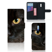 OPPO Reno Telefoonhoesje met Pasjes Zwarte Kat - thumbnail