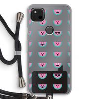 Smiley watermeloenprint: Pixel 4a Transparant Hoesje met koord Smiley watermeloenprint: Pixel 4a Transparant Hoesje met koord