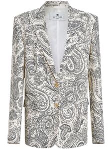 ETRO blazer boutonné à motif cachemire - Blanc