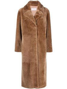 Yves Salomon manteau mi-long à fini texturé - Marron