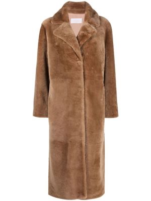 Yves Salomon manteau mi-long à fini texturé - Marron