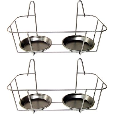 2x Dubbele zilveren bloempot muurhangers voor potmaat 20 cm metaal