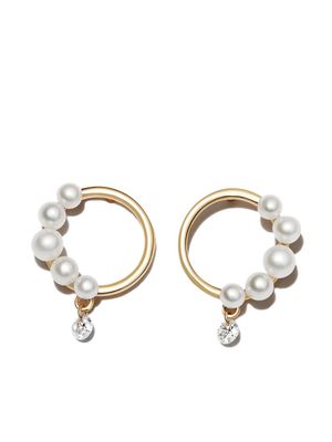Persée puces d'oreilles Trend en or 18ct ornées de diamants et de perles