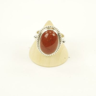 Zilveren Ring met Jaspis Maat 19 - Model 2 - Verstelbaar (Sterling Zilver 925)