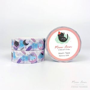 Meow Amor Creative Crystal Ball Cat Silver Foil Washi Tape