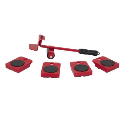 Home Deco Factory Meubelverhuisset - 10x stuks - metaal - rood - wieltjes
