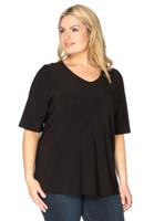 Yoek T-shirt v-hals relax fit | Zwart | Maat 54/56