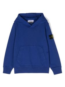 Stone Island Junior hoodie en coton à patch Compass - Bleu