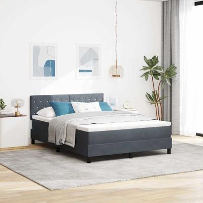 Boxspring bed met matras Donkergrijs 140 x 190 cm Fluweel