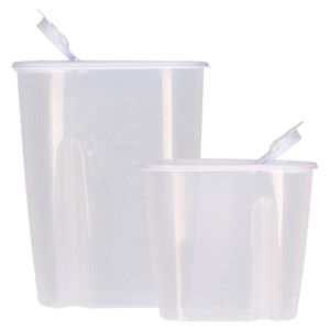 Voedselcontainer strooibus - wit - 1,5 en 2,2 liter - kunststof - Voorraadpot