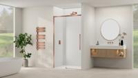 Schuifdeur Van Rijn Products ST09 Aan Vast Deel 180x200 cm 8 mm Helder Glas Softclose Incl. Beslag en Greep Geborsteld Koper