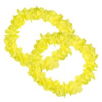 Hawaii kransen bloemen hals slingers - 6x - neon geel - Verkleed accessoires - kinderen/volwassenen