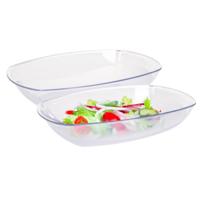 2x Transparant kunststof serveerschalen/saladeschalen 19 x 28 cm