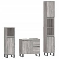 The Living Store Badkamermeubelset - - 30x30x190 cm - 30x30x100 cm - Grijs sonoma eiken - thumbnail