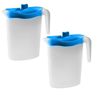 Waterkan/sapkan met afsluitbare deksel in blauw - 2x - 1,5 liter - kunststof - 9 x 21 cm