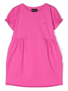 Emporio Armani Kids robe froncée à broderies - Rose